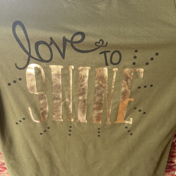 Bugui Long Sleeve Tee. Love to Shine. 100% cotton Olive green Size 14 L girl NWT - Picture 2 of 5